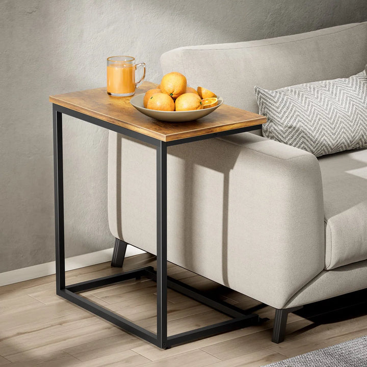 Cyrus Wood C Table End Table with Metal Base for Sofa, Bed Side